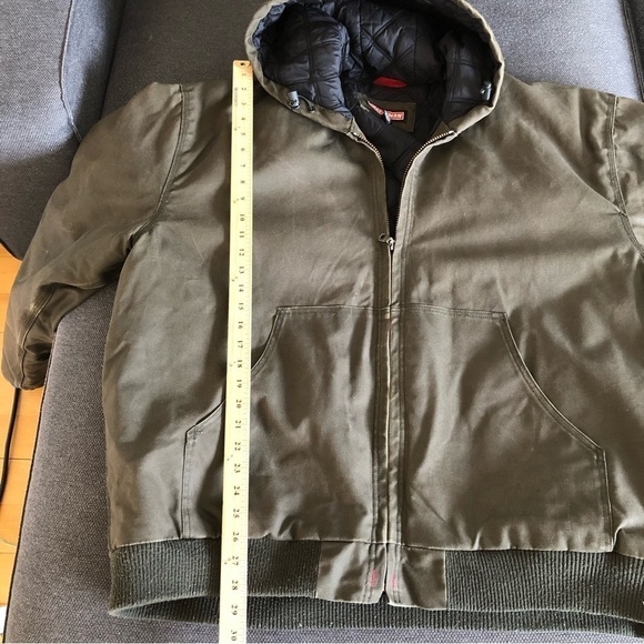 Craftsman gray green chore coat hood quilted lining XXL - Picture 12 of 15